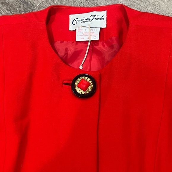 VTG Vintage Carriage Trade Size 8 100% Wool Made in Canada Carlaine Red Coat - Picture 6 of 10